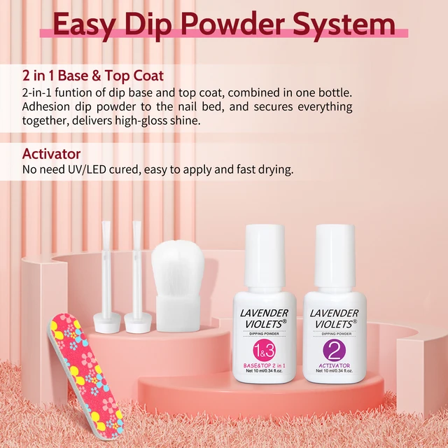12pcs Dip Powder Nail Kit, 6 Colors Red Pink Dipping Powder Set and Base Top Coat Activator for Nail Home Salon Manicure 4