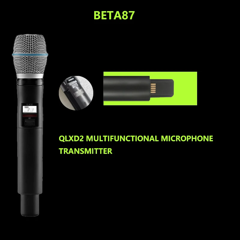 QLXD4-beta87 전문 무선 마이크 시스템, UHF 컴플리트 세트, 진정한 다양성, 노래방, 무대 공연,