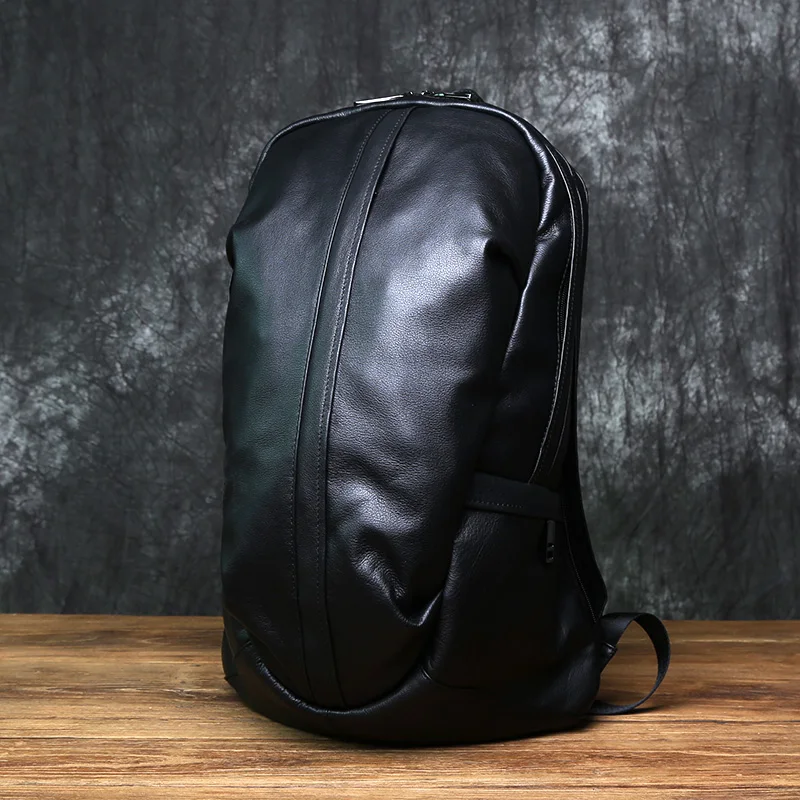 NZPJ Leather Men's Backpack Natural Cowhide Large Capacity Travel Bag Outdoor Schoolbag Business Computer Bag For 15 Inch Laptop 2