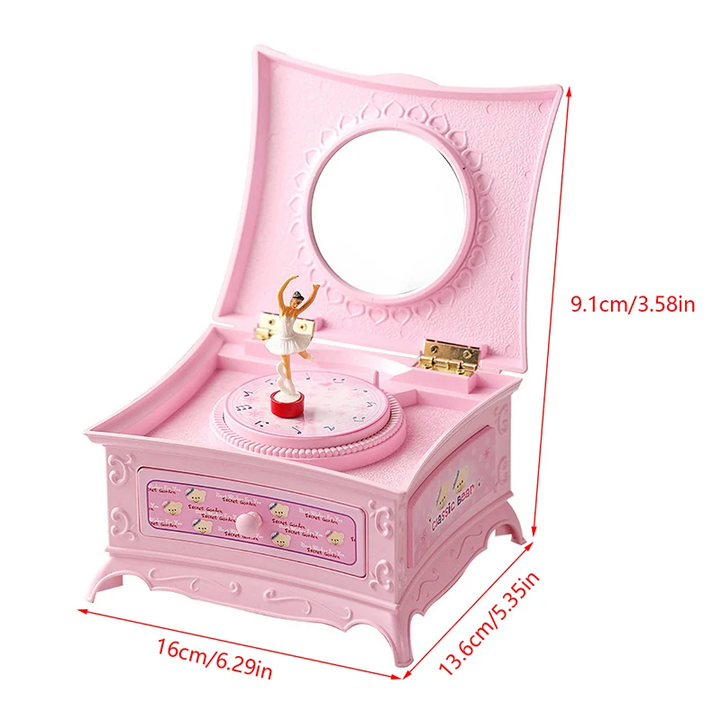 Classical Rotating Dancer Ballerina Piano Music Box Jewelry Organizer Ballerina Wind-Up Music Box Storage Organizer With Mirror images - 6