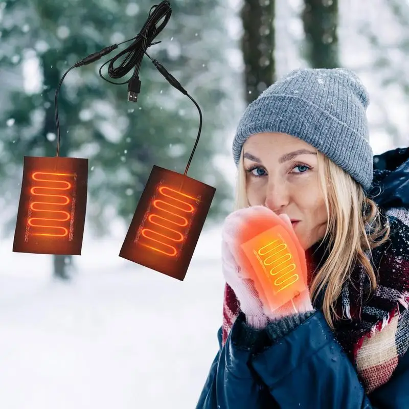 

2 in1 Electric USB Charging Heat Pad Gloves Heater 5V Carbon Fiber Cloth Heated Gloves Pad Clothing Warmer Vest Heater Supplies