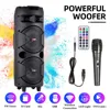 5000W Portable Bluetooth Speaker Subwoofer Heavy Bass Sound System Party with Microphone and Remote Dual 8"RGB Light 1