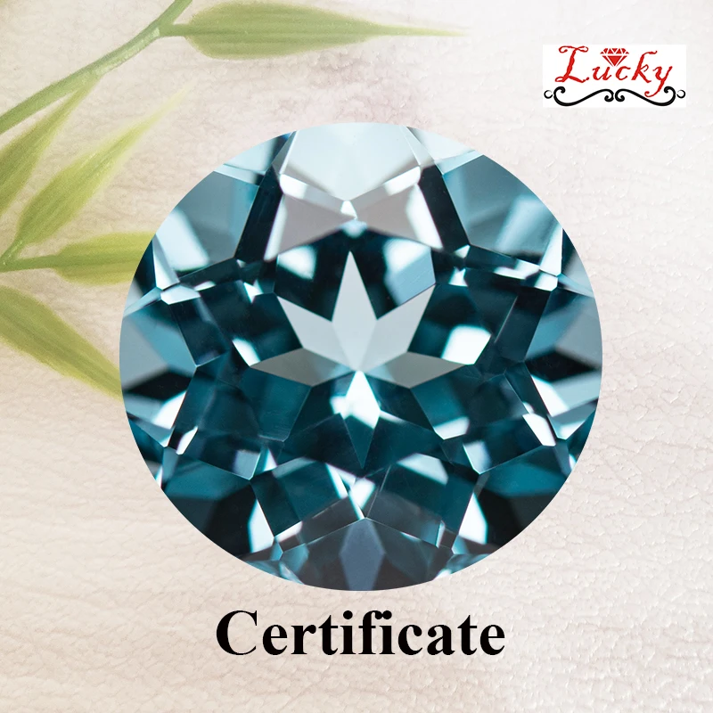 

Lab Grown Sapphire Round Shape Aquamarine Color Top Quality Charm Beads for Diy Jewelry Making Rings Selectable AGL Certificate