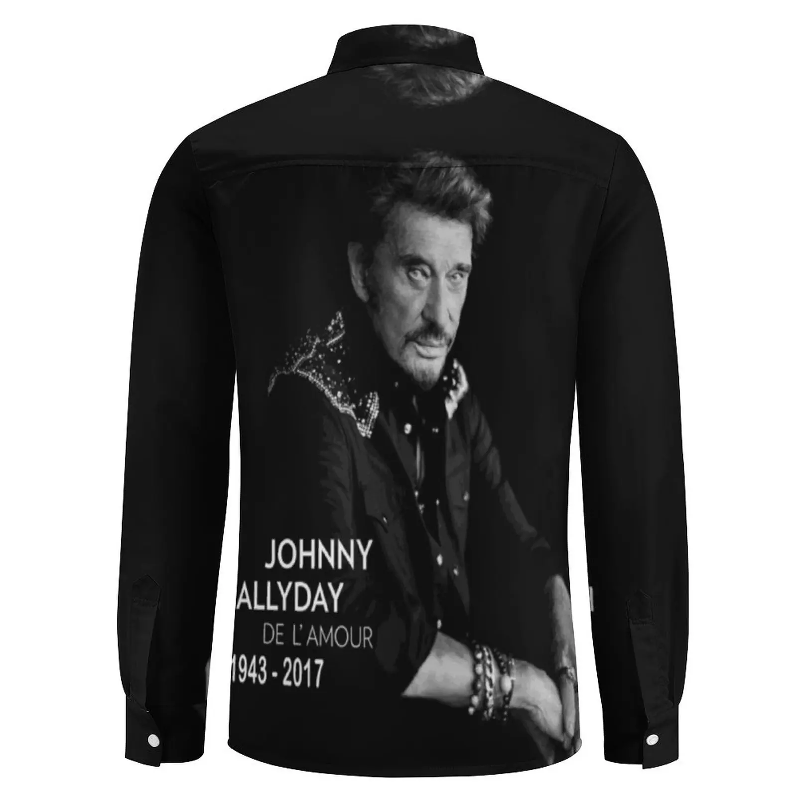 Johnny Hallyday Shirt Autumn Johnny Hallyday Limitied Edition Casual Shirts Mens Retro Blouses Long Sleeve Streetwear Clothing