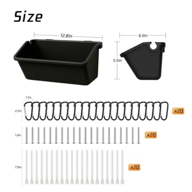 10 Pack Hanging Goat Feeder and Duck Feed Trough, 5 Qt Fence Mounted Livestock Manger Heavy Duty Plastic Mineral Bucket and Wat