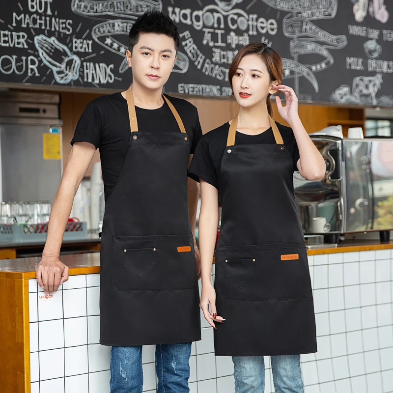 Customized Logo Design Apron Logo Signature Men's Women's Kitchen Aprons Home Chef Baking Clothes Waterproof  with Pockets 2