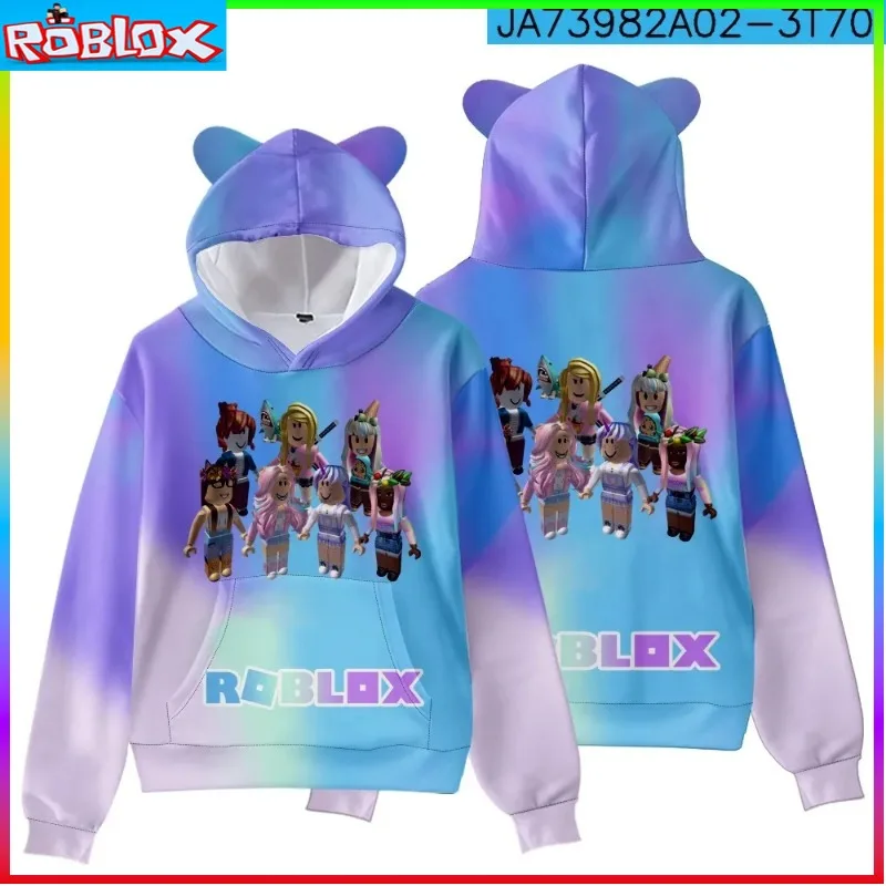 ROBLOX Children's Clothing Cat Ear Hooded Digital Printed Hooded Sweatshirt for Children Tiny Cottons Kids Winter 2024 Fantasy