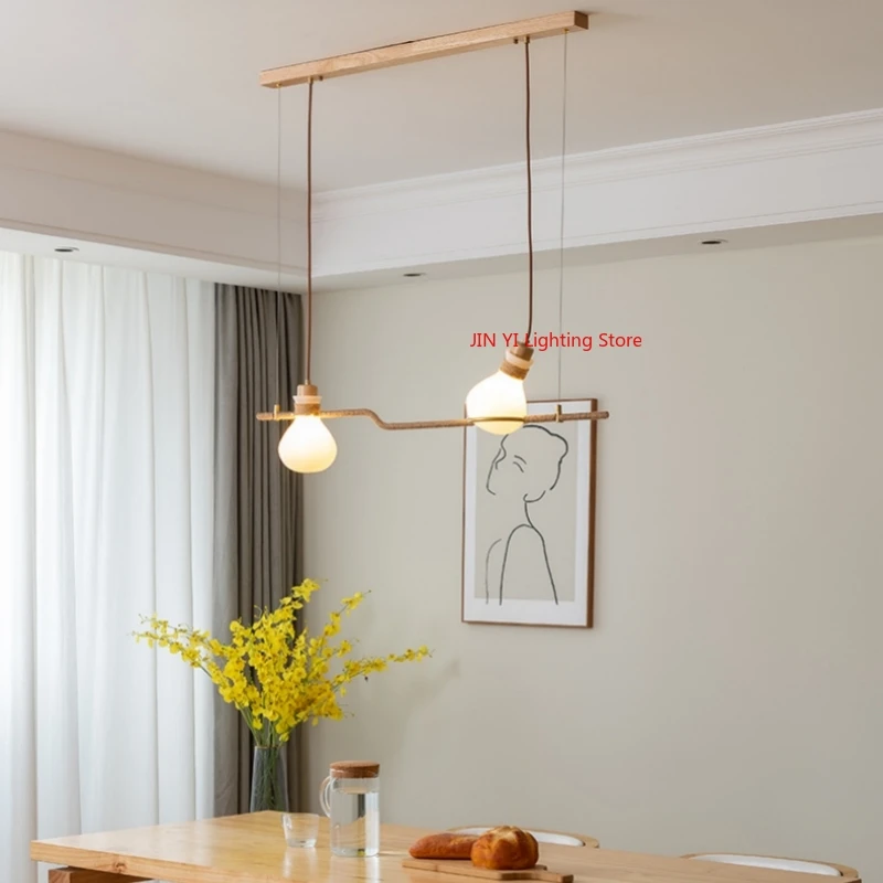 Japanese Style Wooden Wabi Sabi Cream Style Living Room Chandelier Design Sense Hemp Rope Homestay Study Bedroom Chandelier