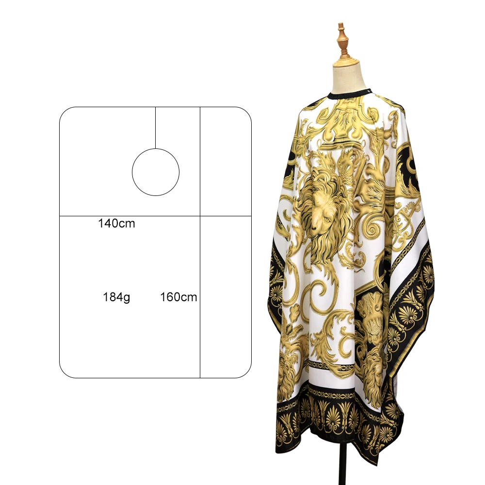 Haircut Bibs Antistatic Non-Sticky Haircut Shawl Cloth Retro Lion Pattern Barbershop Adults Poly Pongee Cape Salon Styling Tools 2