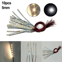 10pcs Pre Wired White Strip 6 Led LED Light Self-adhesive Flexible 12V~18V Perfect For Railway & Building Layout 1
