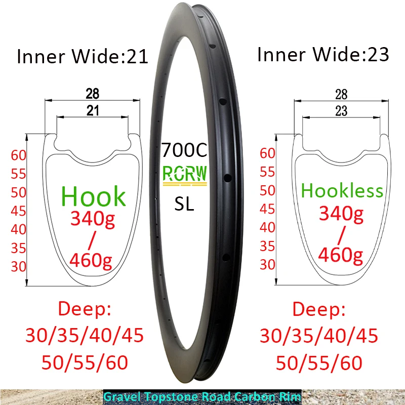 700C Gravel SL Road Deep Carbon Rim 28mm Wide Tubeless Clincher Disc or V Brake 24 28 32Hole Topstone Wheel