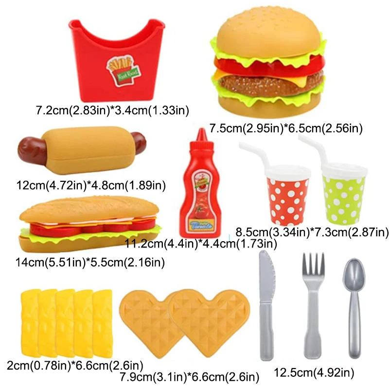 Toddler Girls Toys Play Food Pretend Set Food Green Stem Kids Toys Burger Boys Pretend Play 18PCS pretend food toys pretend kitchen toys kitchen toys wooden burger toys wooden ice cream playset pretend coffee set toys educational toys