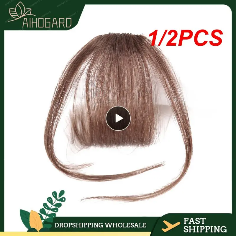 

1/2PCS High Quality Hair Clips Fringe Hair Pieces False Synthetic Hair On The Clips Front Neat Bang Good Hair Styling