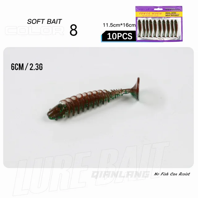 6pcs BAITS ARTIFICALS SILICONNES SILICONES SILICONES Sports