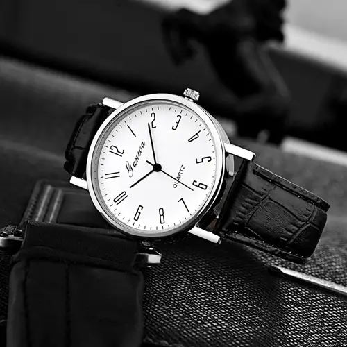 Men's Watch Fashion Arabic Quartz Watches Leather Band Wristwatches Quartz Wristwatches Clock Men Women Casual Simple Watch - Image 2