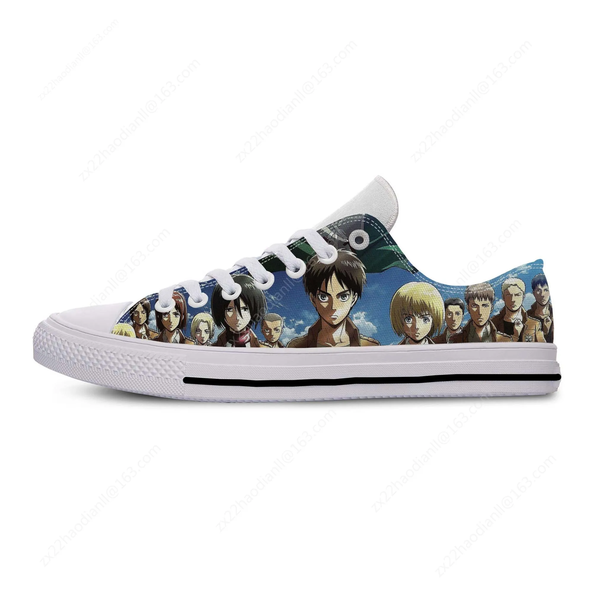Hot Anime Attack on Titan Lightweight Cloth 3D Print Funny Fashion Low Top Canvas Shoes Mens Womens Casual Breathable Sneakers