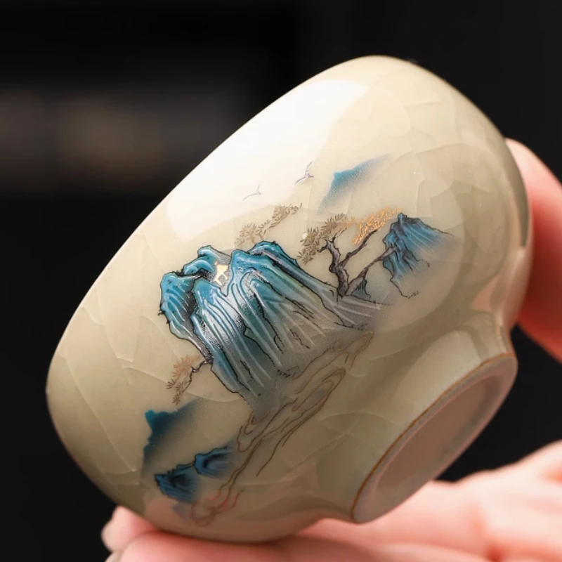 1pc Chinese Ceramic Tea Set Household Ceramic Drinking Tea Cup Tea Tasting Cup Tea Room Decoration Household Tea Utensils