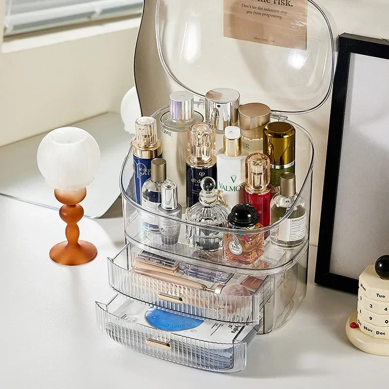 Household cosmetics storage box, dust-proof lipstick box, skin care product rack with lid, lipstick mask, perfume storage box. 3