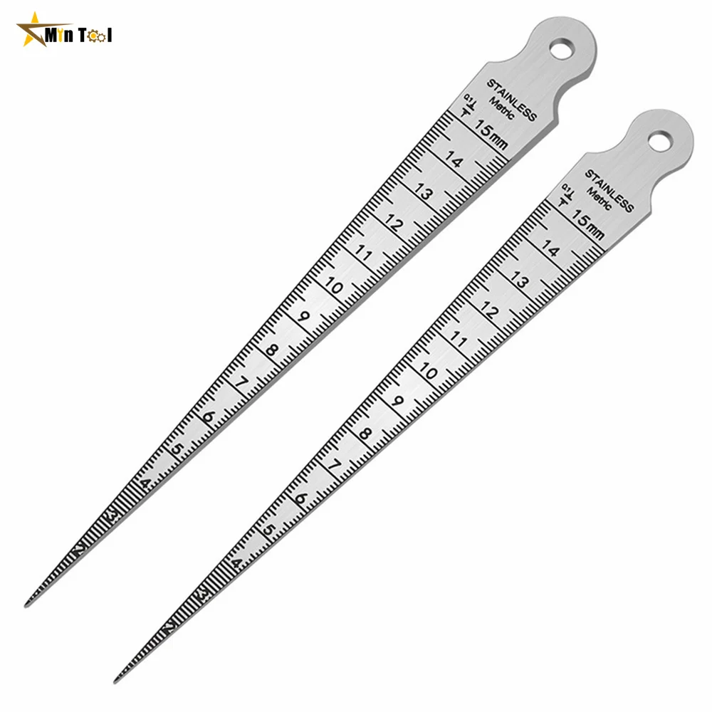 Taper Gauge Feeler 1-15mm Stainless Steel Gap Hole Measuring Tool Double Side Wedge Aperture Scale Measuring Tool