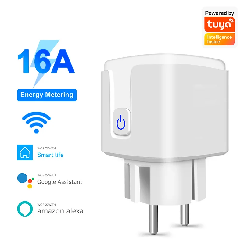 

WiFi Smart Plug 16A EU Socket Tuya Smart Life APP Work with Alexa Google Assistant Voice Control Power Monitor Timing