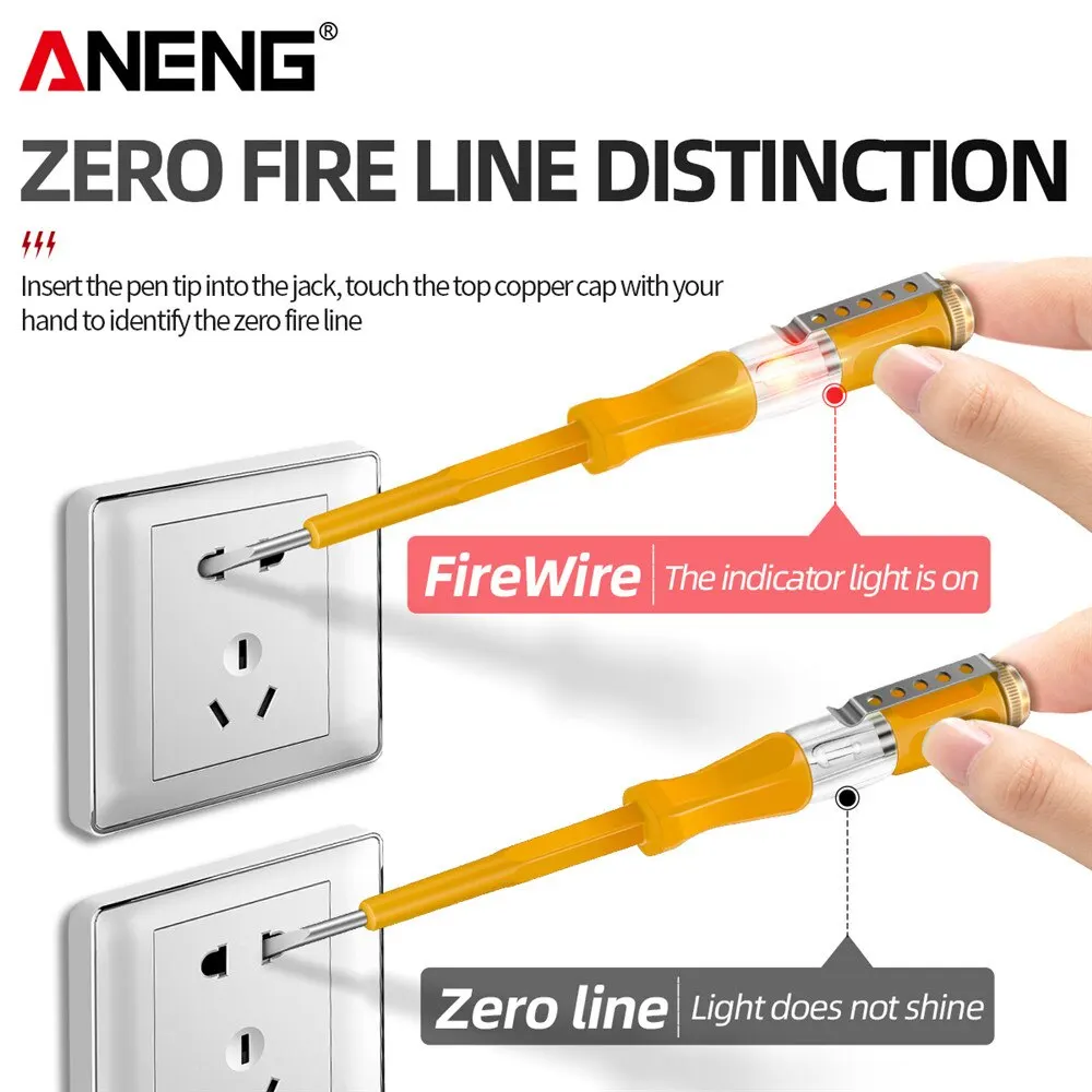 ANENG Testeur De Tension AC Sans Contact Avec Sensibilité Variable 12V-1000V Double Gamme Testeur Électrique Stylo Affichage LCD Détecteur De Tension Portable Avec Bip Flashs Lampe De Poche