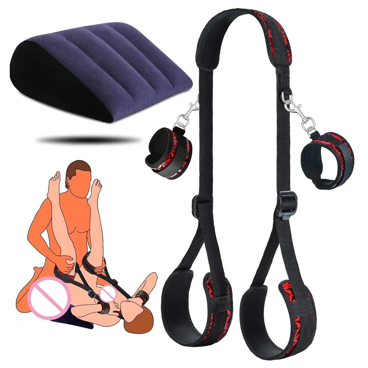 Sex Toys for Couples Self Bandage Belt Hand and Foot Restraints BDSM Sets Sex Swing Bondage Leg Spreader Fetish Rope SM Slave