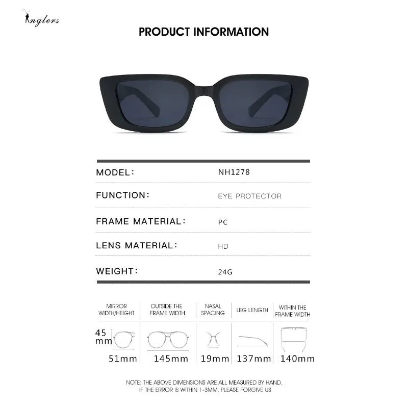 Retro Rectangle Sunglasses Women Vintage Small Frame Sun Glasses Ladies Classic Black Square vintage sunglasses