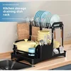 360° rotating kitchen chopping board storage rack, dish drain rack, household double-layer chopstick tube storage rack 3