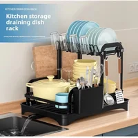 360° rotating kitchen chopping board storage rack, dish drain rack, household double-layer chopstick tube storage rack 3