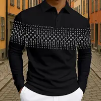 Polo de Golf géométrique à manches longues pour hommes, vêtements quotidiens, imprimés en 3D, boutons respirants, hauts d'automne et d'hiver 2025 5