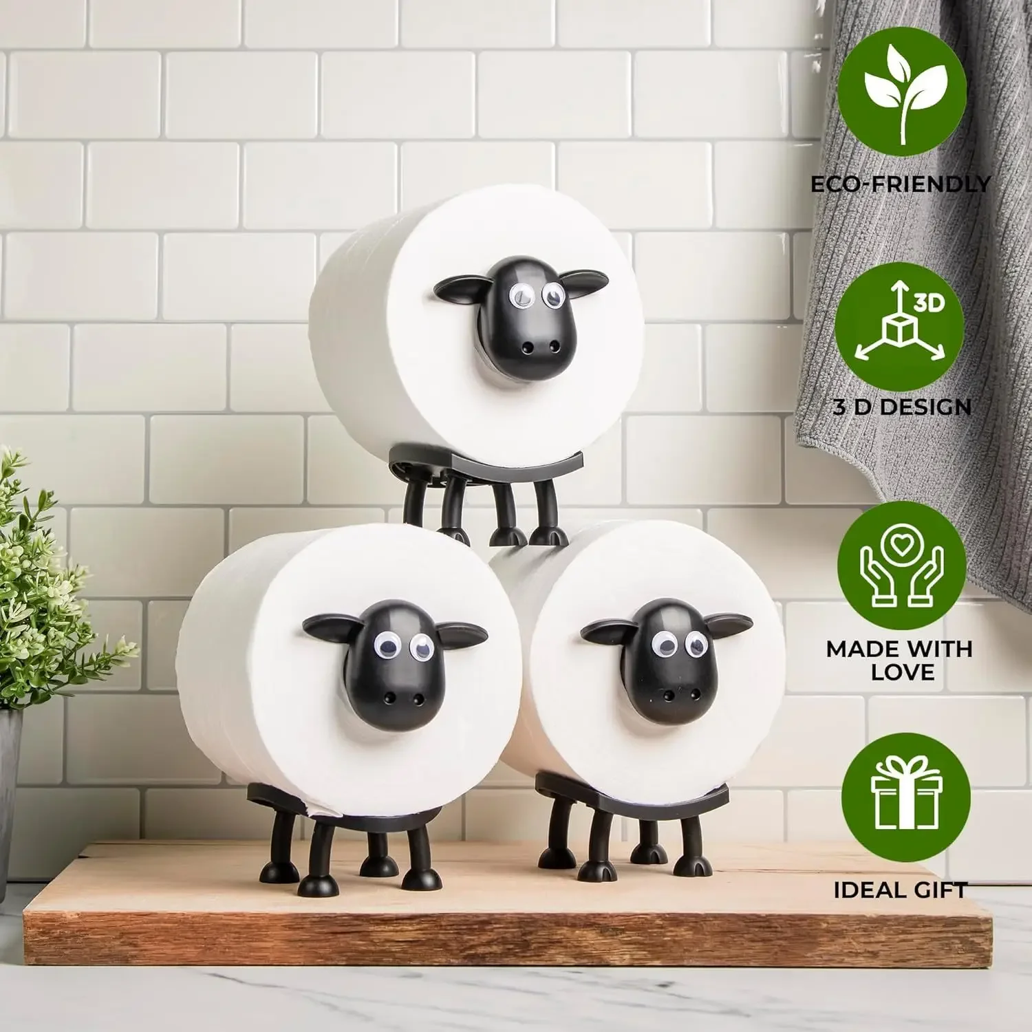 Sheep Toilet Roll Holder Funny Toilet Paper Holder Free Standing Bathroom Set Black Sheep Roll Rack Cute Bathroom Decor 3