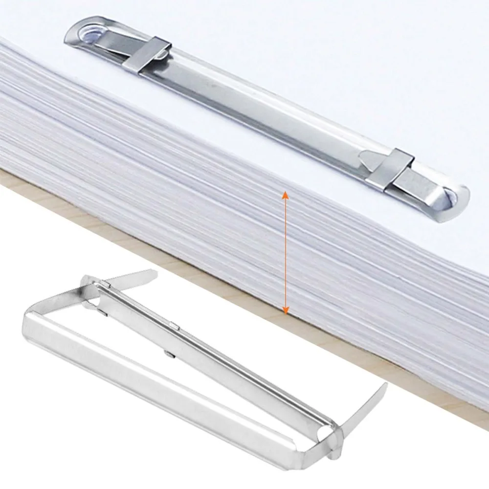 50세트 2홀 종이 바인더 철제 350매 용지 용량 바인딩 클램프 80mm 홀 피치 내구성 있는 2홀 바인더 클립