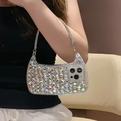 Creative Luxury Rhinestone Phone Case with Lanyard and Protective Back Cover - iPhone 12 Pro Max (Silver)