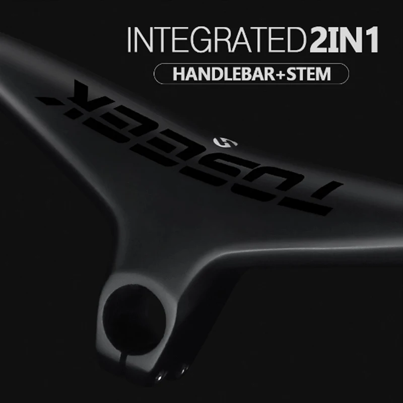TOSEEK Mtb Handlebar and Stem -17Degree Carbon Integrated Handlebar For Mountain Bike stem 80/70/80/90/100mm Bicycle Parts