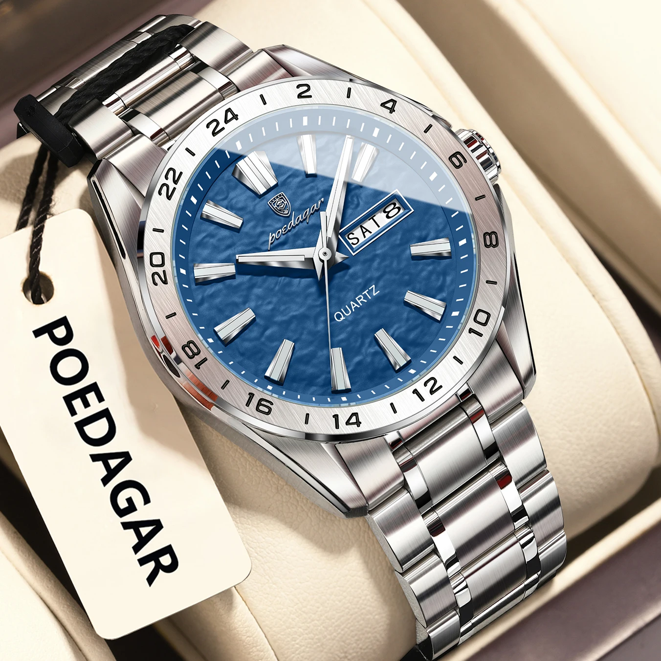 POEDAGAR Sport Luxury Man Wristwatch High Quality Waterproof Luminous Watch For Men Fashion Date Week Quartz Men's Watches Reloj