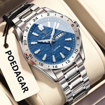 POEDAGAR Sport Luxury Man Wristwatch High Quality Waterproof Luminous Watch For Men Fashion Date Week Quartz Men's Watches Reloj