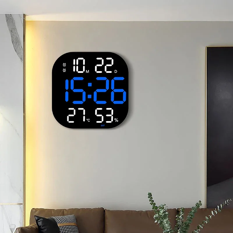 13inch LED Large Digital Wall Clock Remote Control TEMP Humidity Week Auto Dimmer 12/24H Alarm Clock For Home Office Decor wall clock digital wall clock