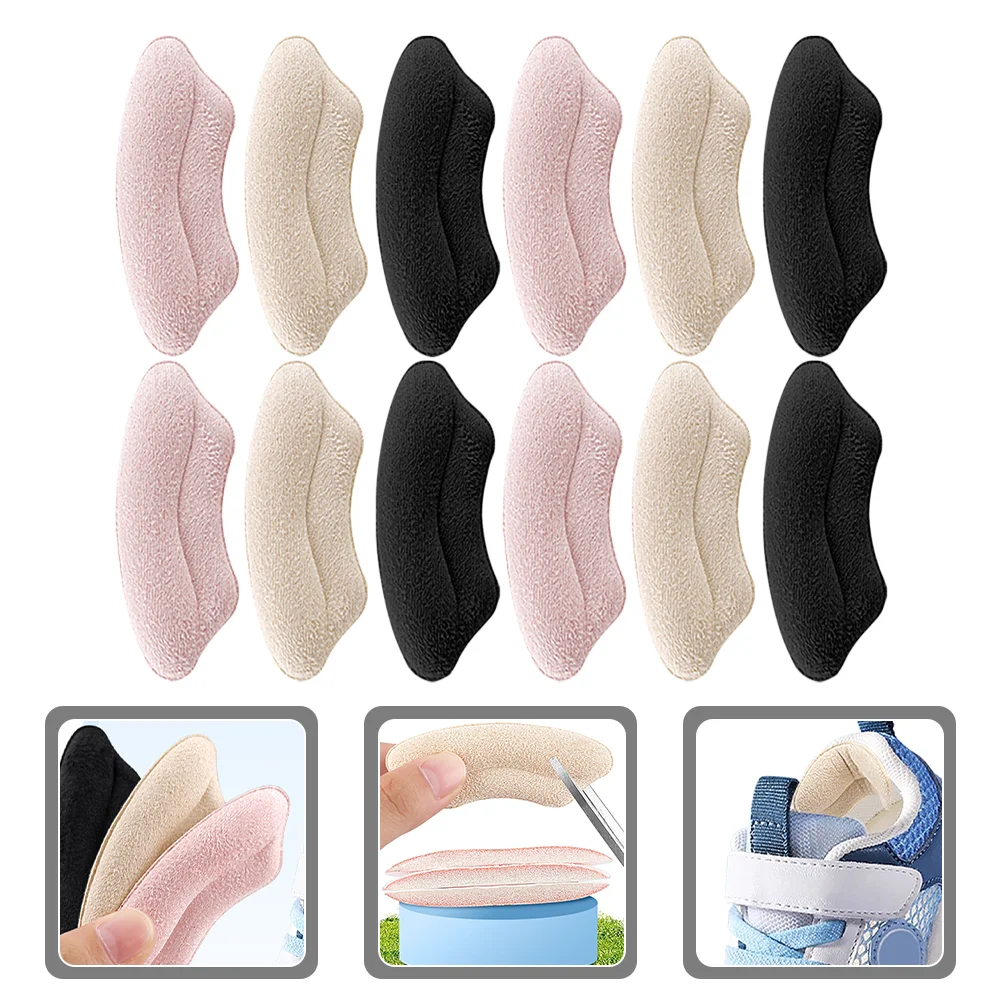 6 Pairs Invisible Women's Shoe Inserts Heel Pads for Shoes That Are Too Big High Elastic Sponge