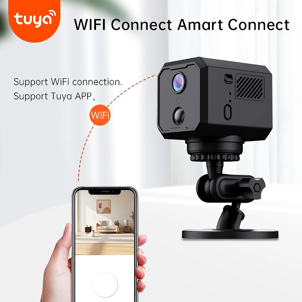 Mini Horizontal Rotation 330° Tuya Smart WiFi Rechargeable