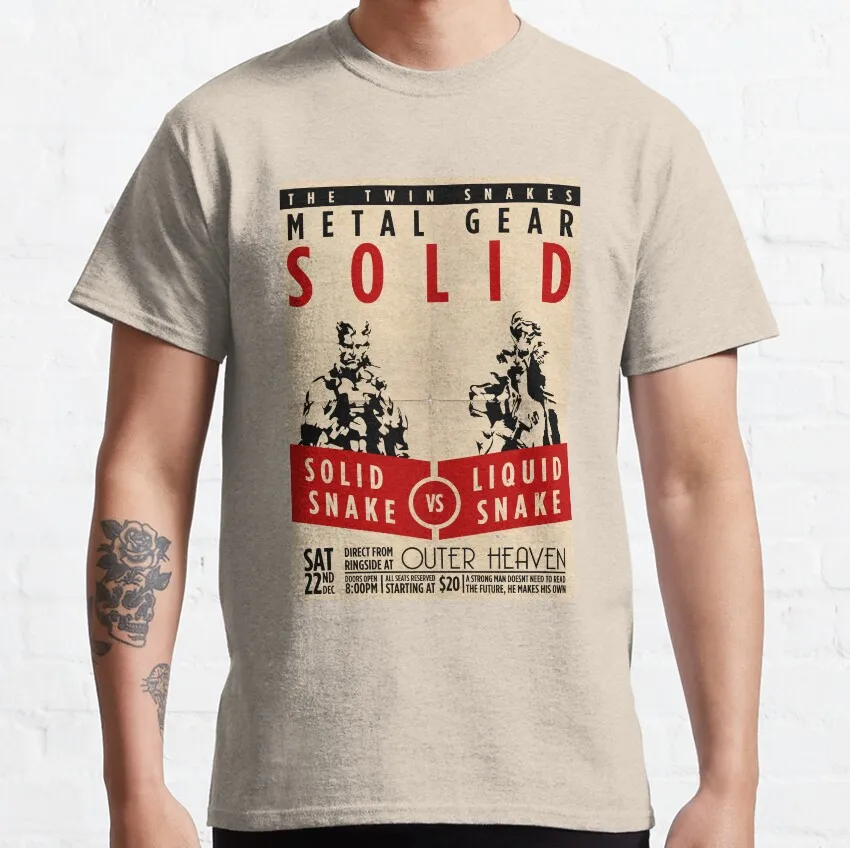 Metal Gear Solid Big Boss Sketch Graphic Cotton T-Shirt - Plus Size Men's Gaming Apparel