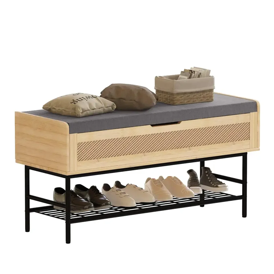 AQIMUELE Panca Scarpiera a 3 Livelli, Scaffale per Scarpe Regolabile, Mobile Portaoggetti in Legno Massello, 30 x 80 x 52 cm, ideale per Ingresso, Bagno, Soggiorno e Corridoio, Noce