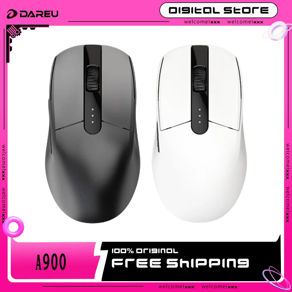 

Dareu A900 Wireless Gamer Mouse 2 Mode Wireless Mouse 2.4G Lightweight 19000dpi Paw3370 Gaming Office Fast Charge Esports Mouse