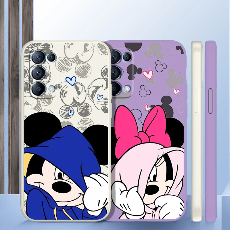 

Mickey Love Minnie Phone Case For OPPO Find X5 X3 X2 neo Pro Lite A5 A9 2020 A96 4G 5G Liquid Rope Candy Color Cover Coque Capa