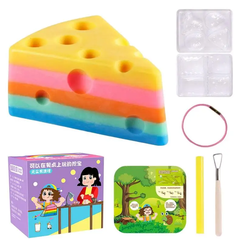 

Gemstone Dig Kit Cheese Rainbow Soap Gem Digging For Kids Archaeological Excavation Kit Rainbow Soap Dustless Digging DIY Toy