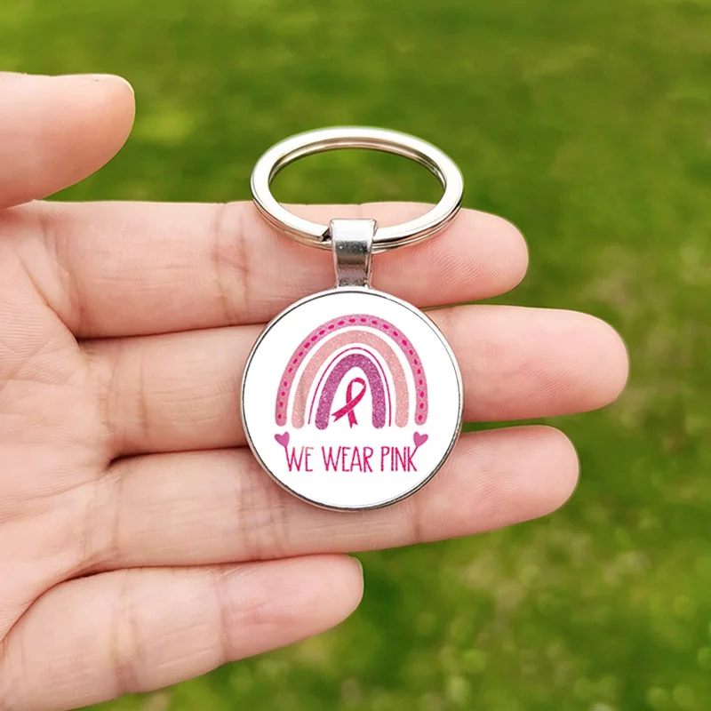 Porte-clés de sensibilisation au cancer du sein, rose, porte-clés