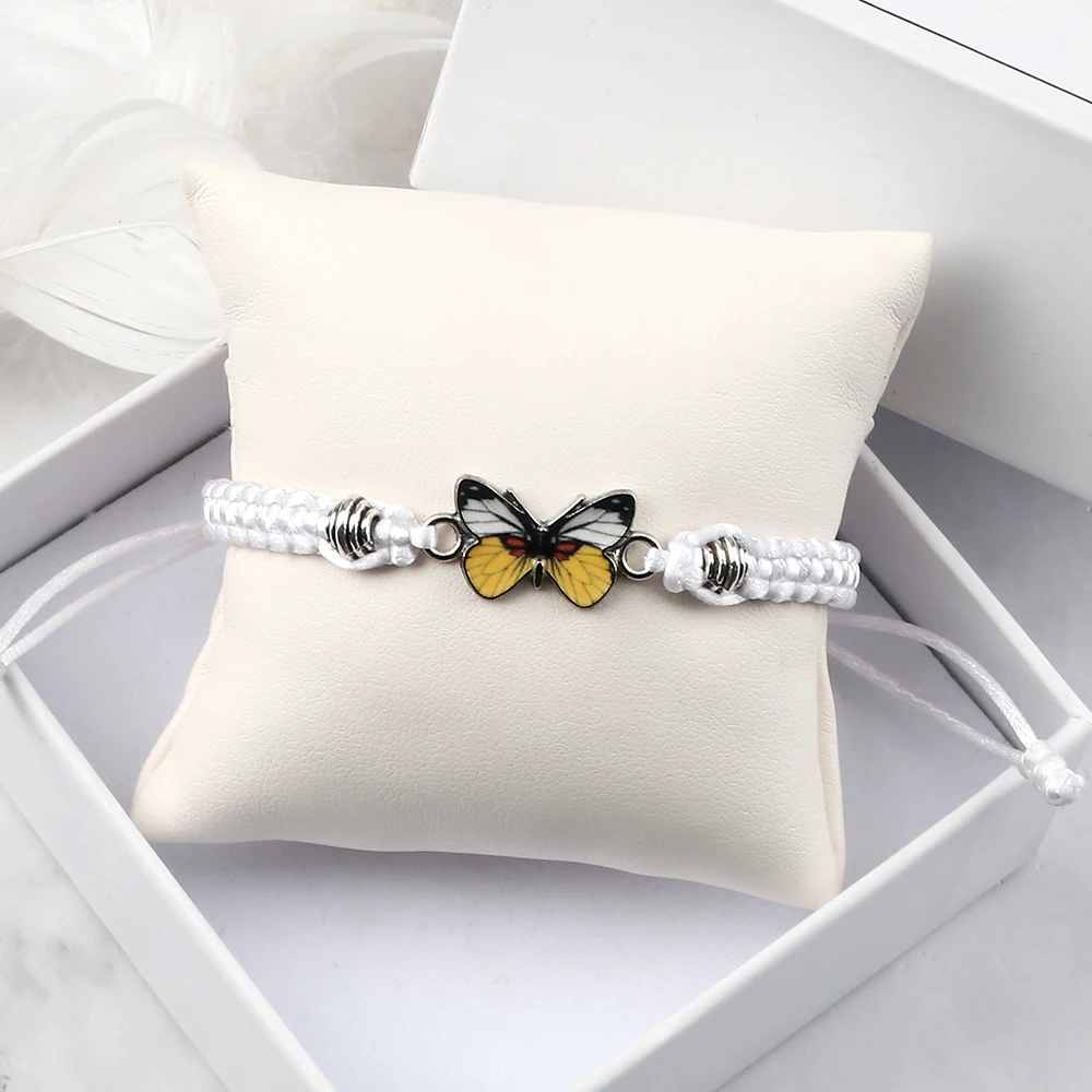 Nayyana 2 bracciali BFF, braccialetti abbinati a farfalla, regolabili per migliori amici, viola+rosa