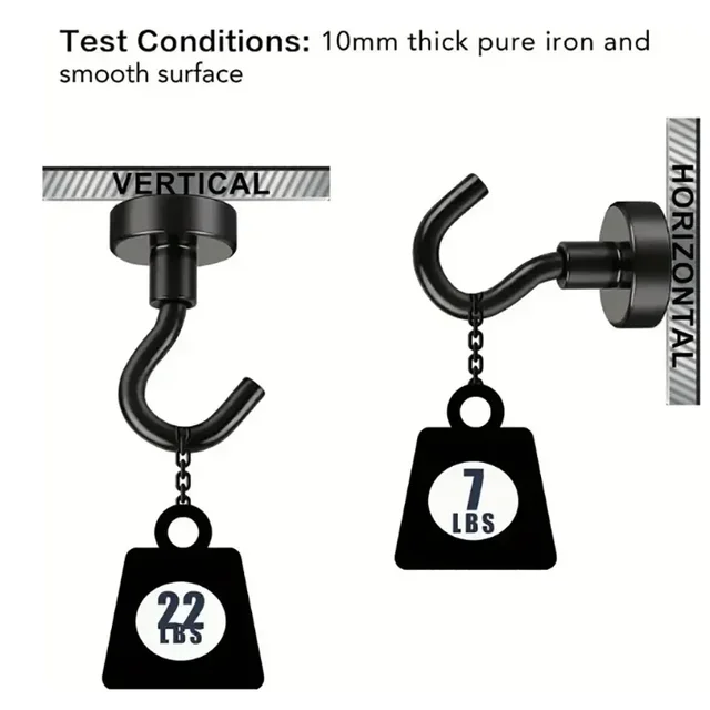 ตะขอแม่เหล็กที่แข็งแรงเหมาะสำหรับห้องครัว โรงรถ สำนักงาน - ไม่ต้องเจาะรู ตะขอโลหะกันน้ำ ประหยัดพื้นที่ ใช้ในบ้าน 3