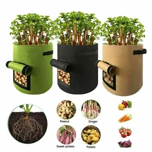 

3 Pcs Felt Plant Grow Bags Non-woven Fabric Garden Potato Pot Greenhouse Vegetable Growing Bags Planter Container Bag