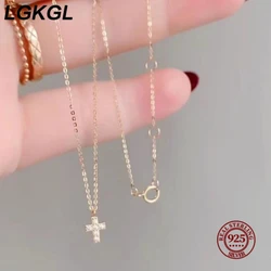 Elegant Sterling Silver and Gold - Plated Cross Necklace with Clavicle Chain - 45cm (Gold)