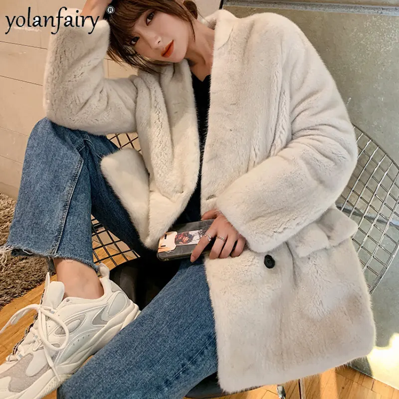 

High Quality Natural Mink Fur Coat Ladies Elegant Korean Coats and Jackets Women 2023 New Warm Female Top Jacket Mujeres Abrigos